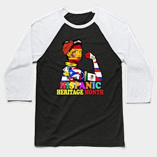 Hispanic Heritage Month Shirt For Women Latin Countries Flags Proud Spanish Speaking American Baseball T-Shirt